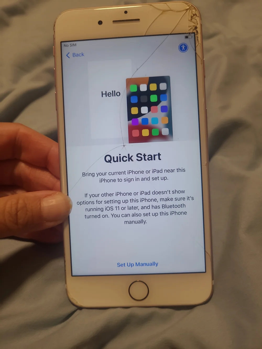 Apple iPhone 7 Plus 32 GB A1661 Rose Gold Unlocked CRACKED Screen But Works